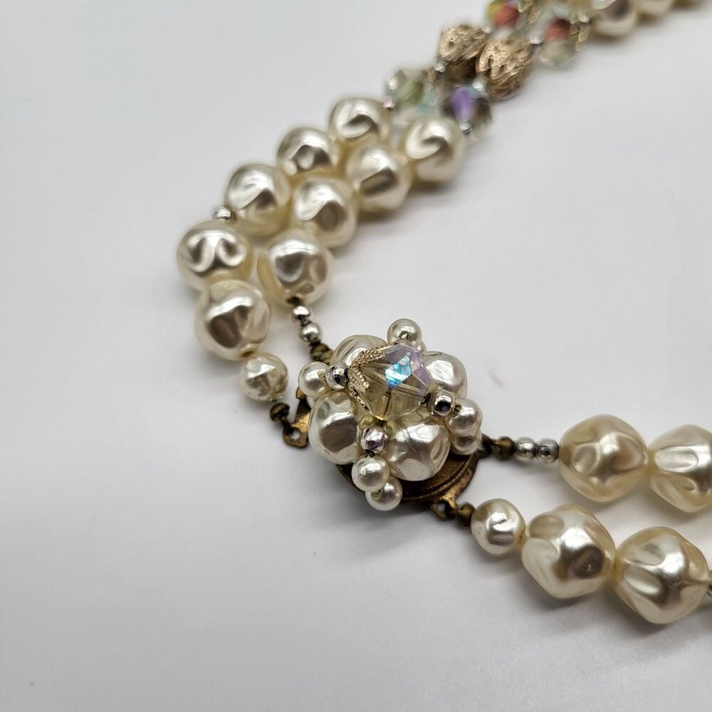 VTG Double Strand Faux Pearl and Faceted Bead Necklace JAPAN - Picture 8 of 15
